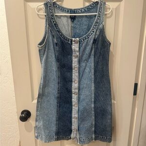 GAP Denim Button-Front Mini Dress - Blue